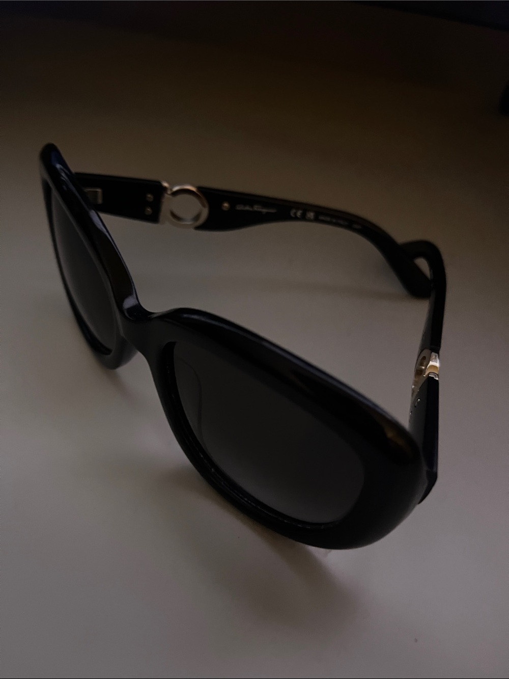 Salvatore Ferragamo Black Women's Sunglasses with Silver Accents